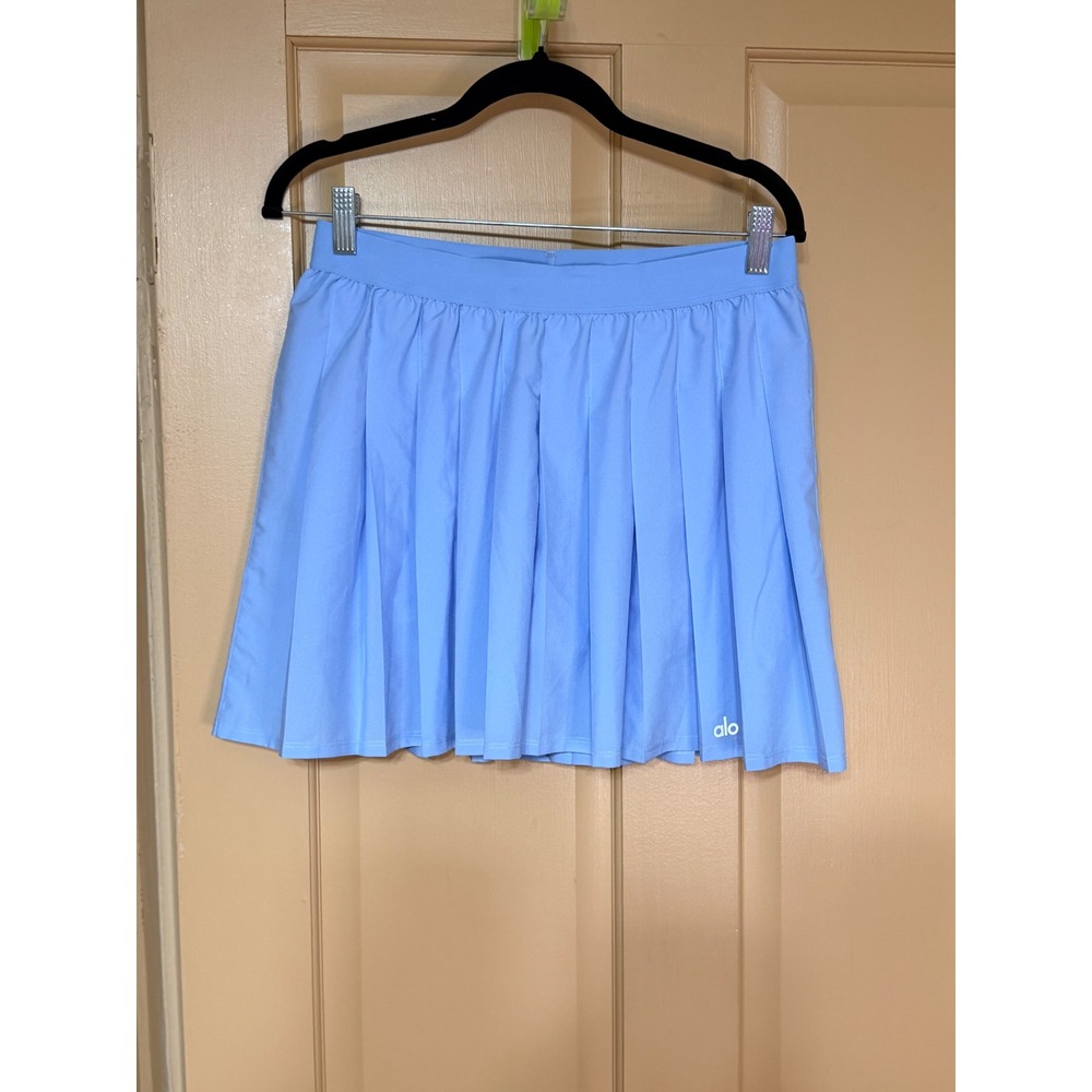 Alo Yoga Aces Tennis Skirt Light Blue Pleated Athletic Skort Womens Large